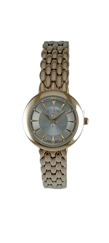 ساعت سیتیزن رنگ طلایی صفحه سفید با طراحی بینظیر