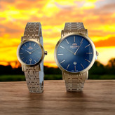 ساعت ست اورینت کلاسیک رنگ مسی صفحه سورمه ای