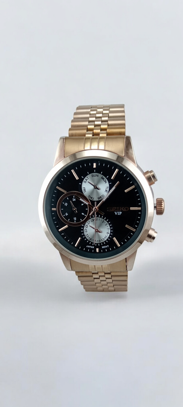 ساعت سیکو دیت مردانه رنگ مسی صفحه مشکی