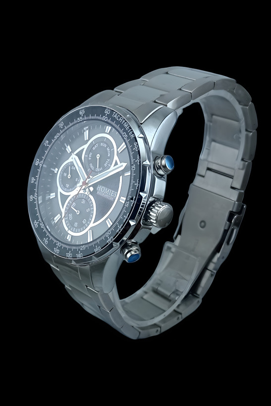 ساعت سه موتوره هومیس بند فلزی