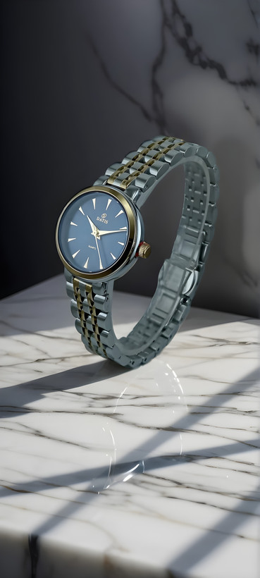 ساعت داتیس زنانه فانتزی با بند استیل و صفحه سورمه ای