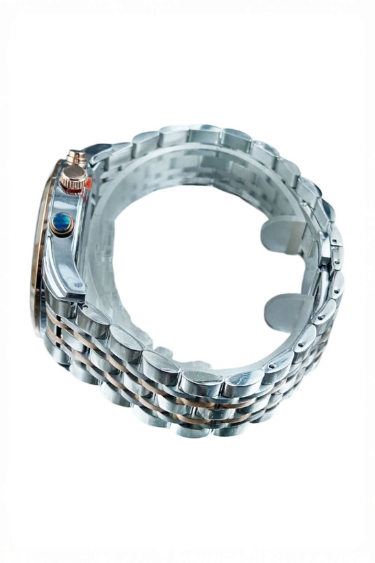 ساعت مردانه اسپرت داتیس با بند فلزی دو رنگ استیل رزگلد و صفحه مشکی