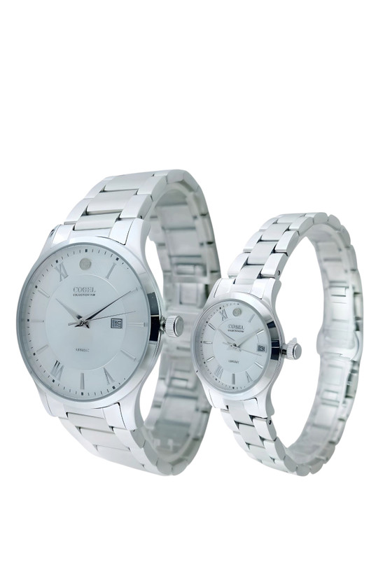 ساعت مچی ست کوبل با جنس کامل استیل و موتور ژاپن و گارانتی یکساله