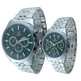 ساعت مچی زنانه و مردانه داتیس سه موتوره با بند فلزی استیل و صفحه سبز لوکس