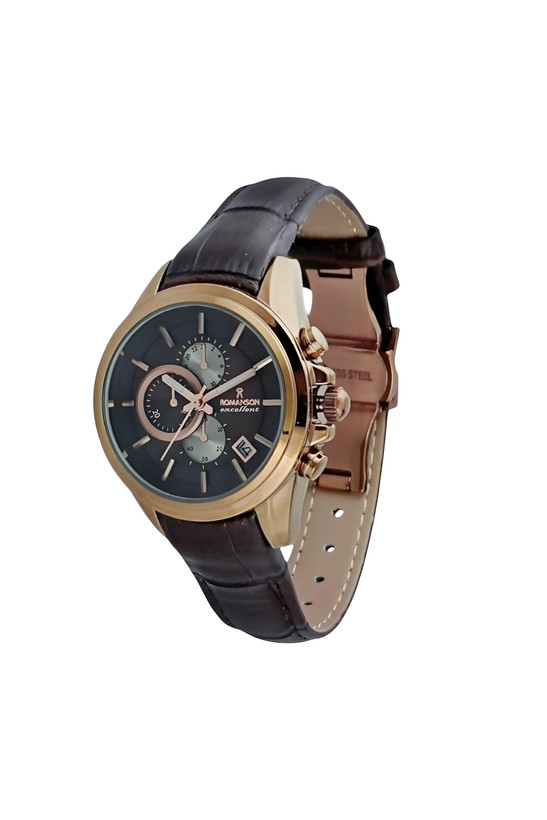ساعت زنانه اسپرت رومانسون با بند چرم قهوه ای و قاب رنگ کافی و صفحه کافی