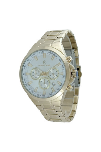 ساعت مردانه دنیل سزار بند فلزی رنگ طلایی با صفحه سفید و نشانگرهای شب نما با ظاهر لوکس و جذاب و به روز و کیفیت عالی