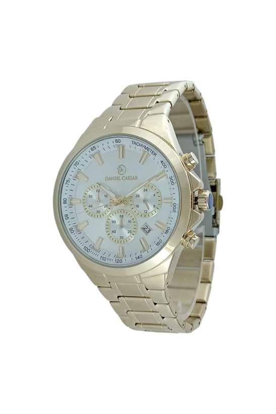 ساعت مردانه دنیل سزار بند فلزی رنگ طلایی با صفحه سفید و نشانگرهای شب نما با ظاهر لوکس و جذاب و به روز و کیفیت عالی