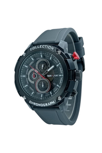 ساعت اسپرت مردانه مکس فورت بند رابر طوسی رنگ با قاب فلزی مشکی و ظاهر لوکس و لاکچری اسپرت