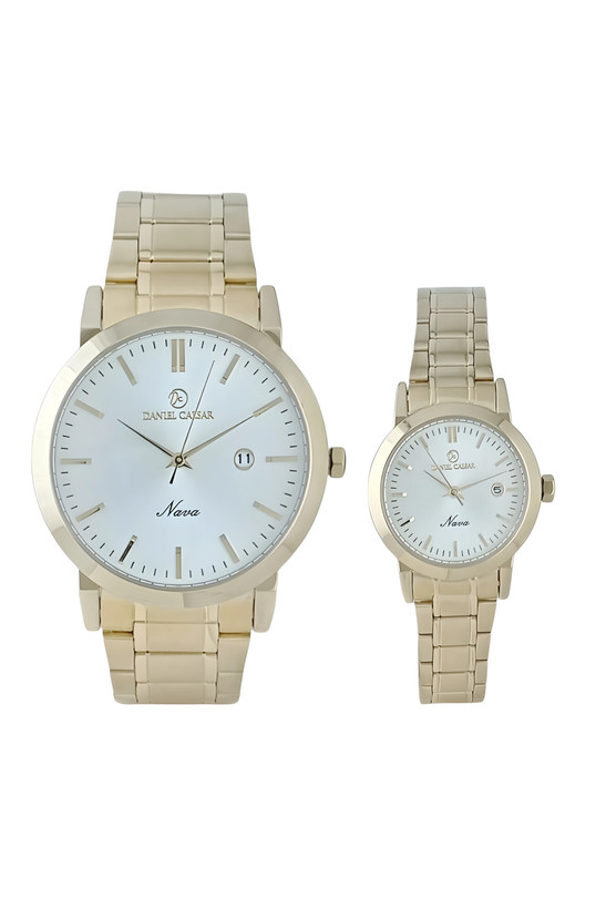 ساعت مچی زنانه و مردانه دنیل سزار با بند فلزی رنگ طلایی و صفحه روشن