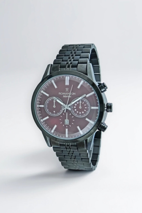 ساعت مردانه رومانسون ،طرح سه موتوره ،با موتور ژاپنی تاریخ دار و ضد آب در حد شستشو دست و قفل پروانه ای