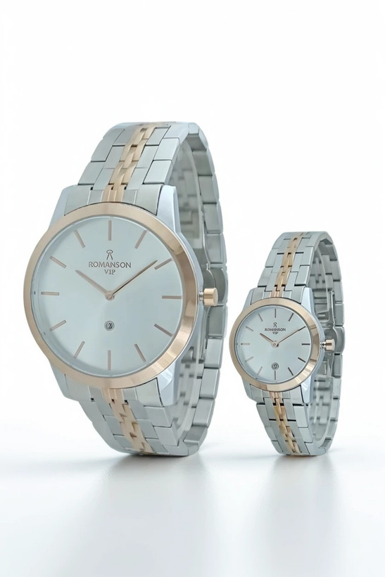 ساعت زنانه و مردانه رومانسون با موتور ژاپن و جنس بند استیل و ضد آب در حد نم