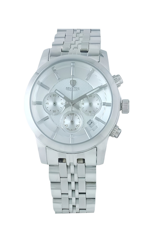 ساعت سناتور کورنوگراف رنگ بدنه استیل با رنگ صفحه سیلور