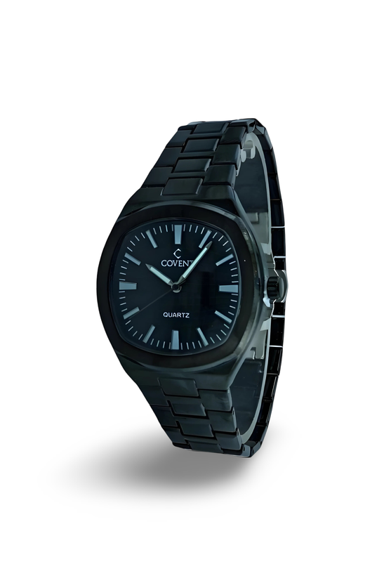 ساعت مردانه کوونت با بند فلزی مشکی و صفحه مشکی