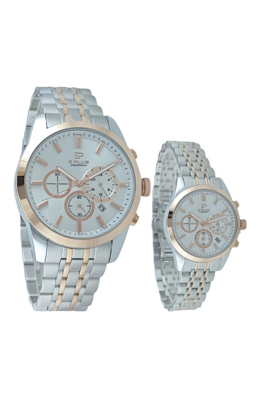 ساعت مچی ست e plus با بدنه فلزی دو رنگ استیل رزگلد و قفل پروانه ای و رنگ ثابت