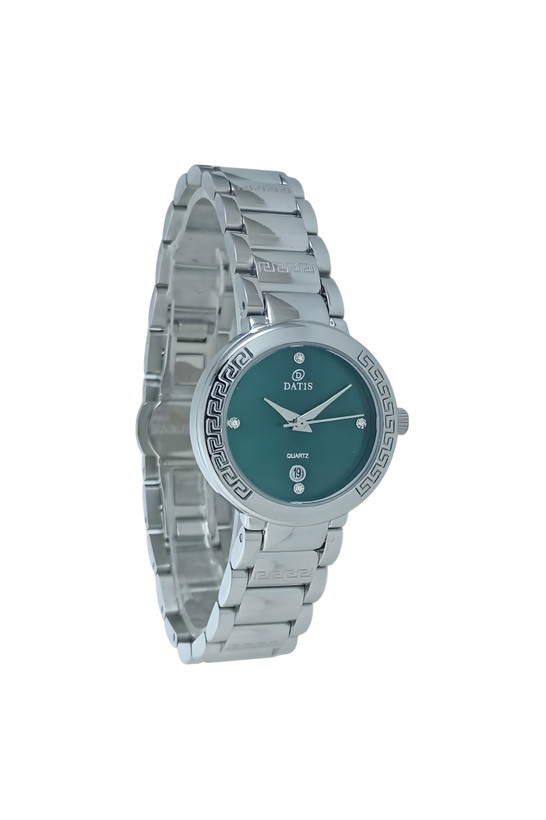 ساعت مچی زنانه داتیس بند فلزی نقره ای و صفحه سبز مایل به تیفانی