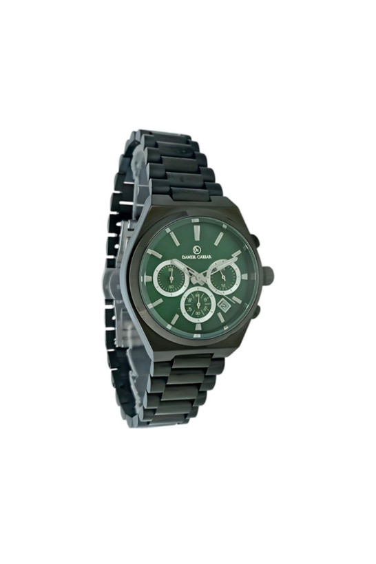 ست ساعت مچی دنیل سزار بند استیل رنگ مشکی با صفحه سبز شیک و کیفیت دوام بالا