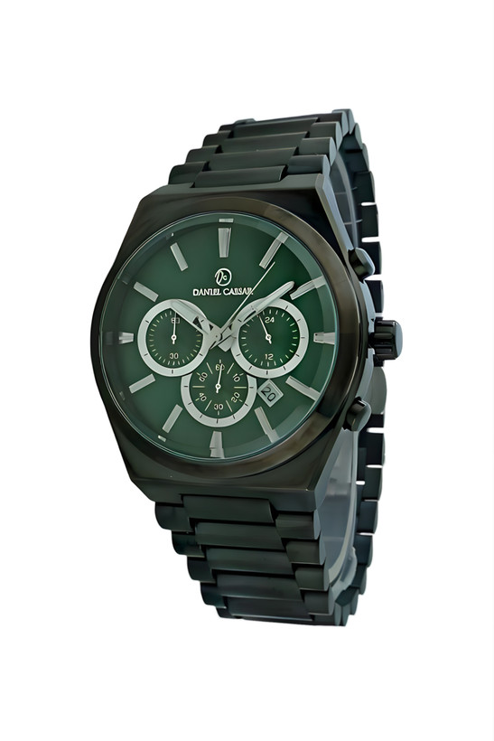 ساعت ست دنیل سزار صفحه سبز سه موتوره کورنوگراف وبدنه فلزی مشکی و گارانتی یکساله