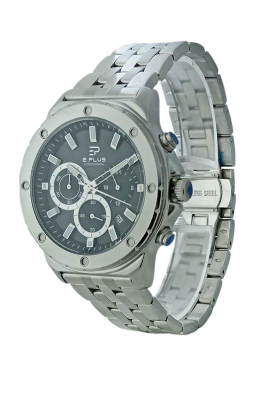 ساعت مردانه e plus سه موتوره کورنوگراف با بند فلزی و گارانتی یکساله از rosetime.it
