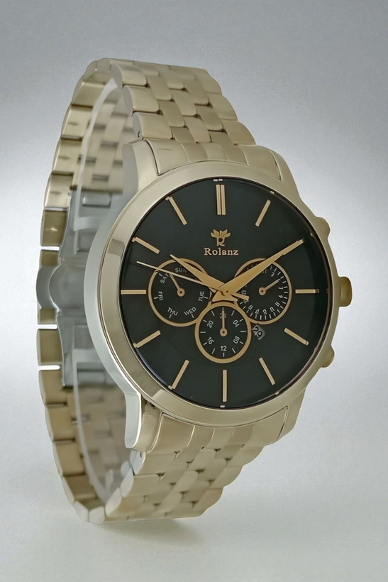 خرید ساعت رولنز مردانه اصل با شیشه دودی و صفحه مشکی و ظاهر لوکس