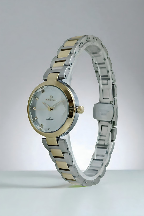 ساعت زنانه فانتزی کلاسیک موتور ژاپن با شیشه منشوری و گارانتی یکساله