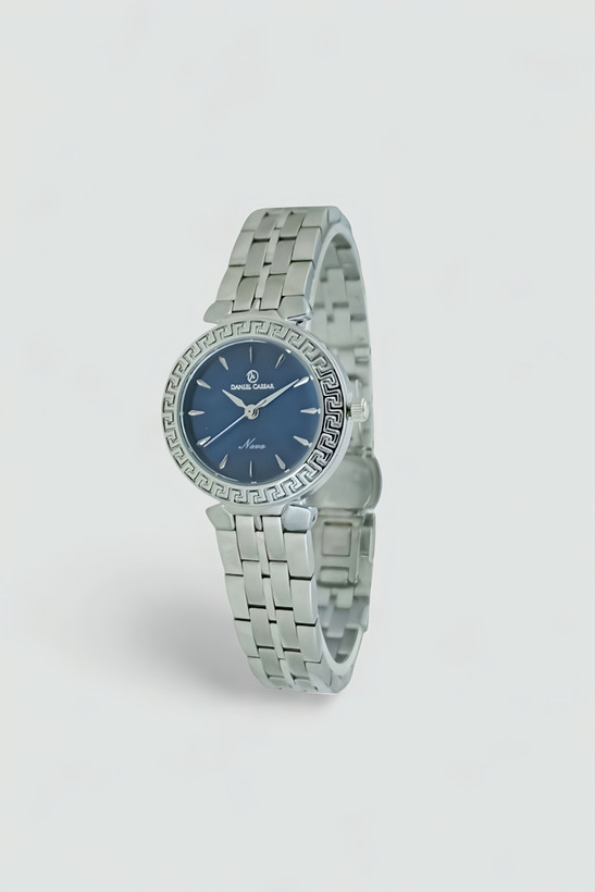 ساعت مچی زنانه دنیل سزار بند استیل نقرهای با قاب ورساچه و صفحه سرمه ای