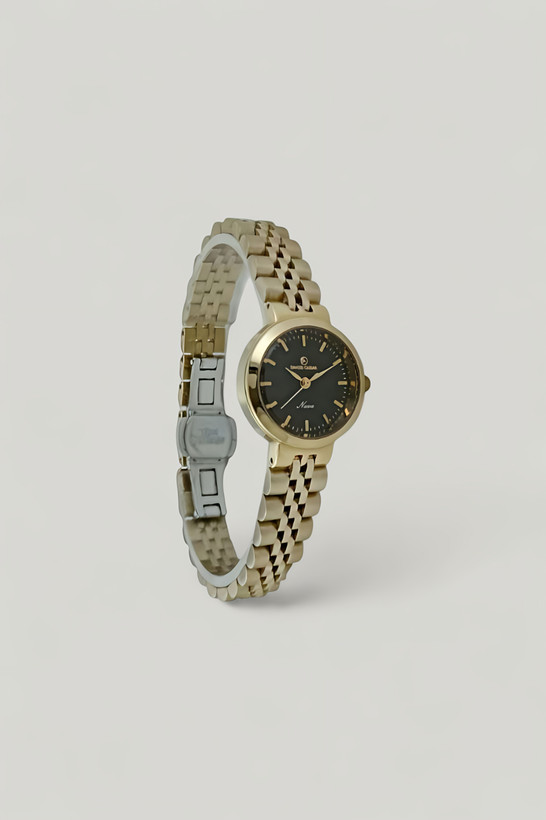 ساعت زنانه Daniel Caesar بند رولکسی طلایی با صفحه مشکی
