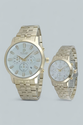 ساعت مچی اسپرت سه موتوره فعال ااگانس با بدنه فلزی رنگ طلایی و دوام رنگ بالا