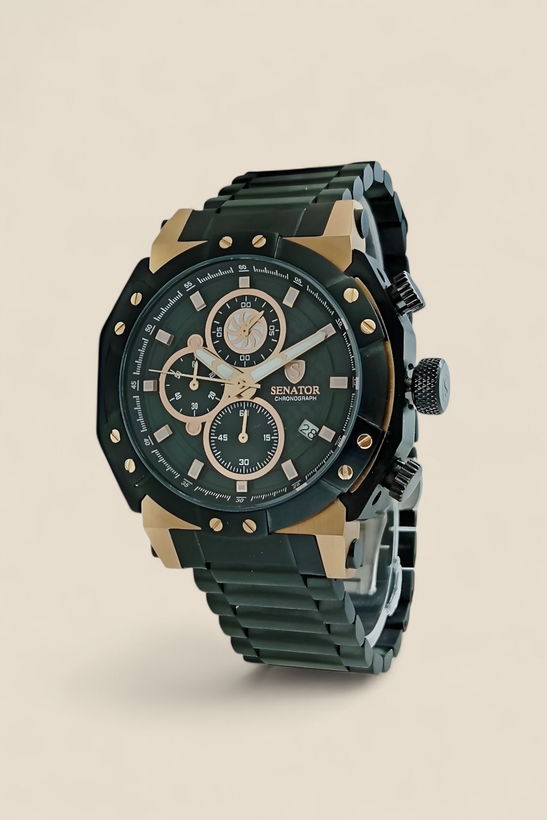 ساعت مچی مردانه سناتور با قاب و بند مشکی و رنگ صفحه مشکی