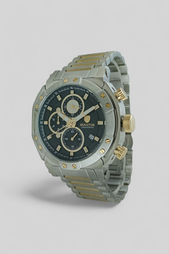 ساعت مچی مردانه سناتور 1065G با بند فلزی استیل و صفحه مشکی