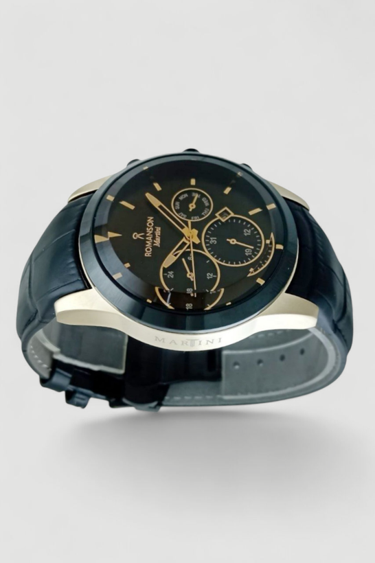 ساعت مچی طرح سه موتوره بند چرم رومانسون با موتور ژاپن و ضد آب