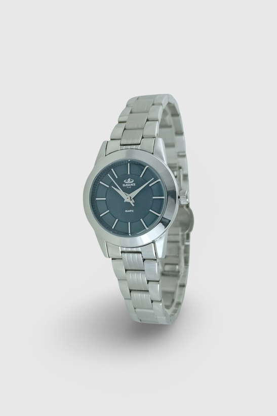 ساعت مچی زنانه الگانس با بند فلزی رنگ استیل و صفحه سرمه ای