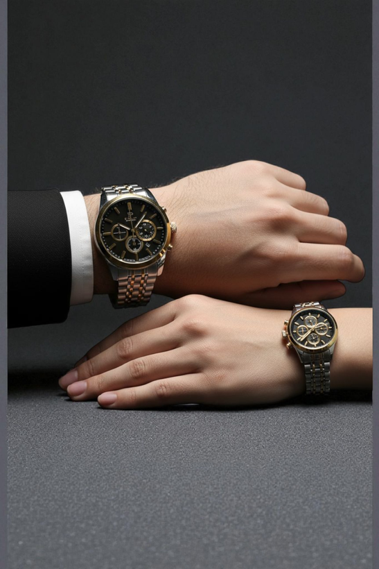 ساعت ست زنانه و مردانه الگانس،طرح اسپرت و سه موتوره فعال .مخصوص عروس و داماد