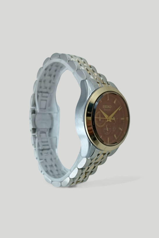 ساعت زنانه سیکو بند فلزی با رنگ استیل طلایی و رنگ صفحه سبز با شیشه رنگی مات