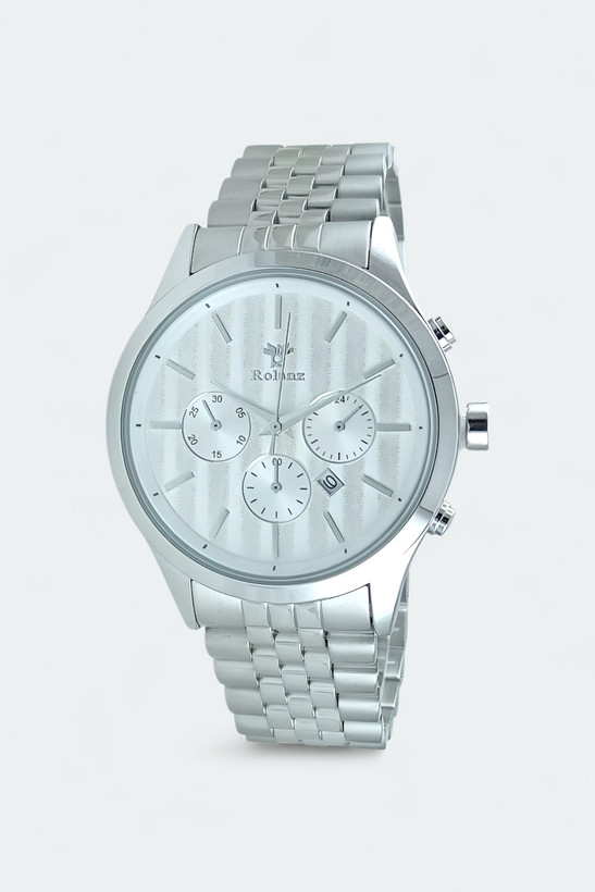 ساعت مچی مردانه رولنز با بند فلزی استیل و موتور ژاپن و قفل پروانه ای