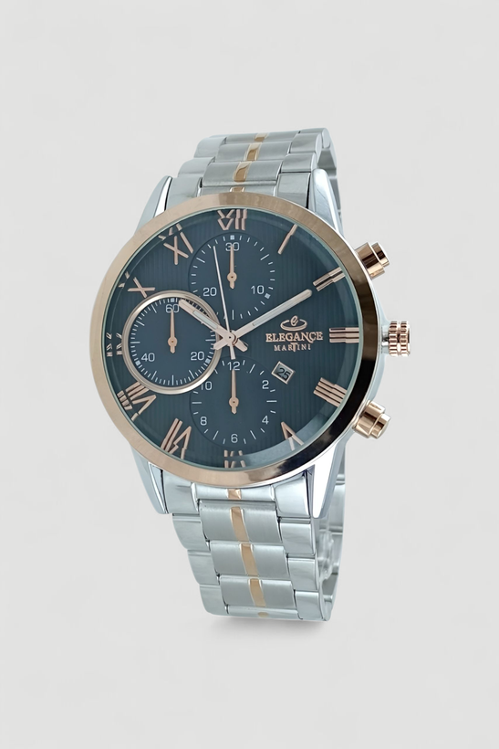 ساعت مچی مردانه الگانس طرح کورنو با بند فلزی استیل و قفل پروانه ای، موتور ژاپن و ضد آب