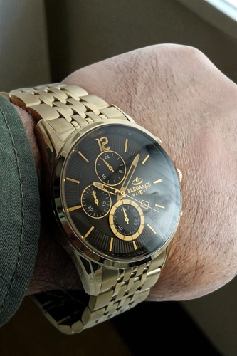 ساعت مچی مردانه الگانس طرح سه موتوره با بند فلزی استیل،قفل پروانه ای و موتور ژاپن