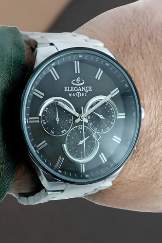 ساعت طرح کورنو مردانه با بند فلزی و صفحه بزرگ،الگانس