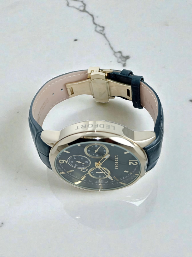 ساعت مچی عقربه ای مردانه لدفورت با ظاهر شیک و جذاب مناسب استفاده روزانه، یا هدیه و کادو