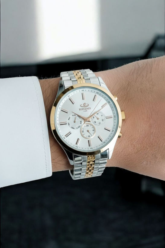 ساعت اسپرت بند فلزی مردانه با سه موتور فعال