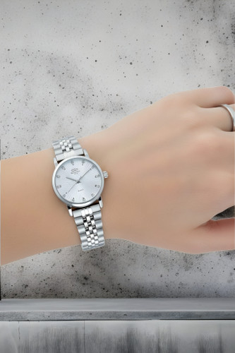 ساعت زنانه بند فلزی الگانس با شیشه تراش و صفحه طرح دار