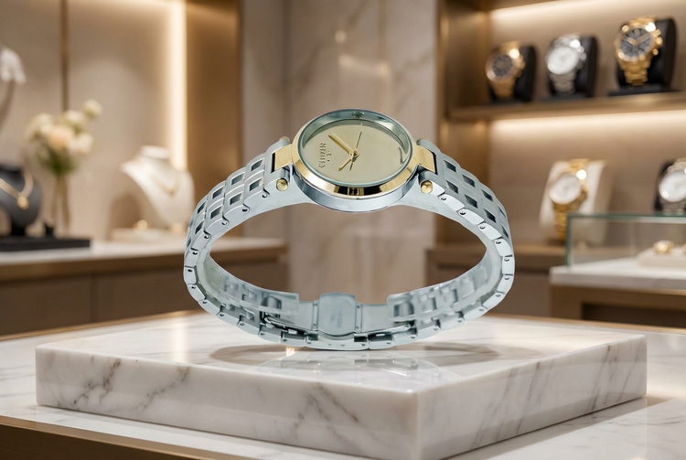 ساعت مچی فانتزی زنانه با بند فلزی طرح دار مناسب هدیه و کادو