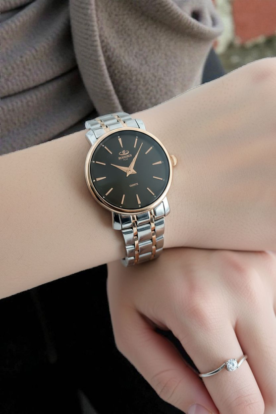 ساعت زنانه بند فلزی الگانس بارنگ ثابت بدنه و موتور ژاپن و ضد آب