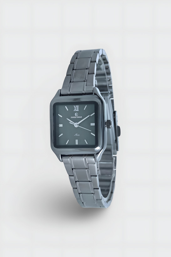 ساعت زنانه daniel caesar استیل دودی با قاب چهارگوش و صفحه سبز تیره