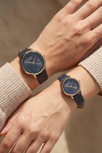 ساعت ست بند چرم صفحه ساده اسپریت با قاب رنگ طلایی و رنگ ثابت