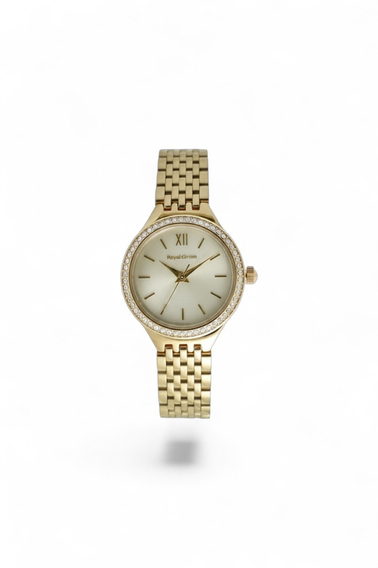 ساعت زنانه طلایی فانتزی رویال کروم مناسب هدیه روز زن و مادر