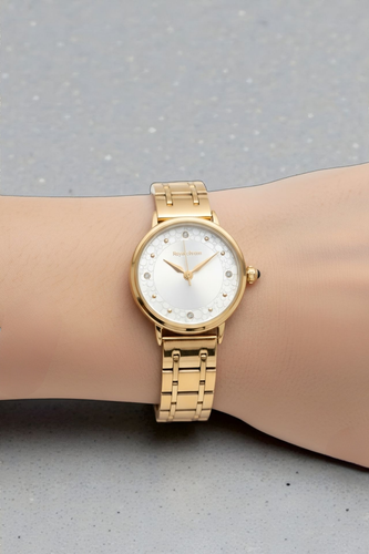 ساعت مچی زنانه بند فلزی رنگ طلایی رویال کروم