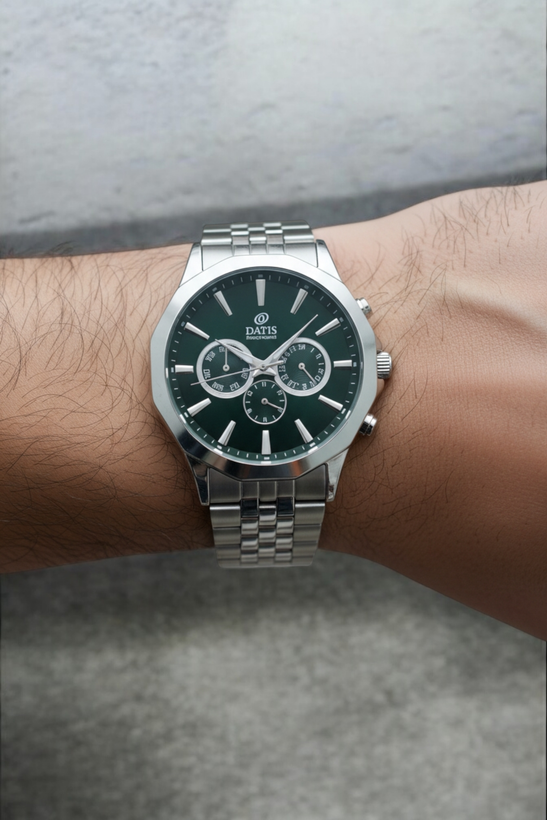 ساعت مردانه داتیس،سه موتوره فعال با بند فلزی استیل و موتور ژاپن