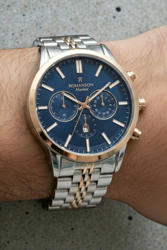 ساعت بند فلزی اسپرت مردانه ،طرح کورنو با صفحه رنگ سرمه ای