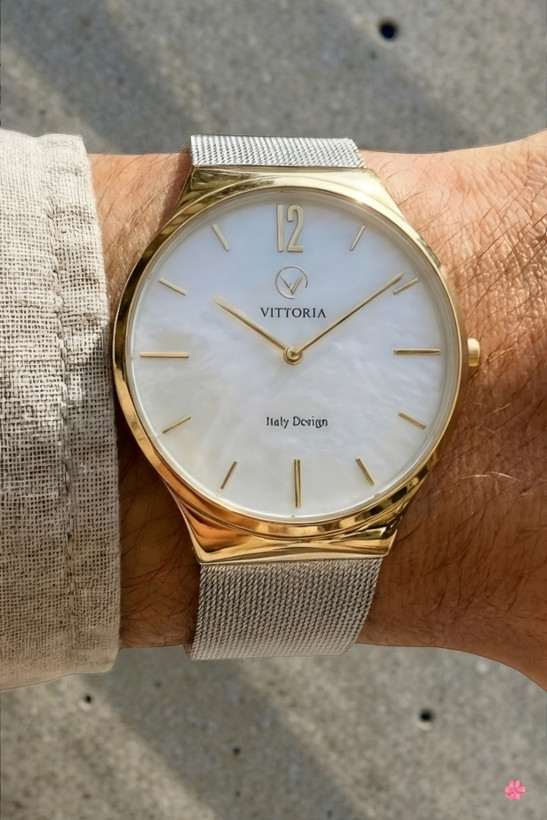 ساعت مردانه ویتوریا با صفحه ساده و بند حصیری استیل