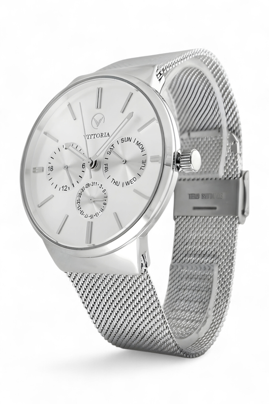 ساعت مچی مردانه بند فلزی سه موتوره ویتوریا با قیمت حراجی